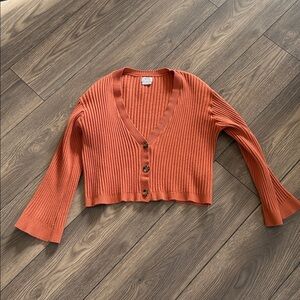 RVCA Coral Ribbed Cardigan Sweater cropped Belle sleeve